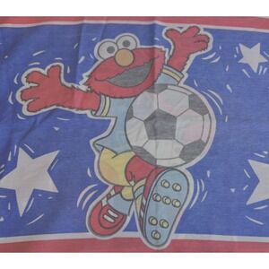 Vtg Sesame Street Elmo Sports‎ Reversible Pillowcase Soccer Baseball Henson 90s